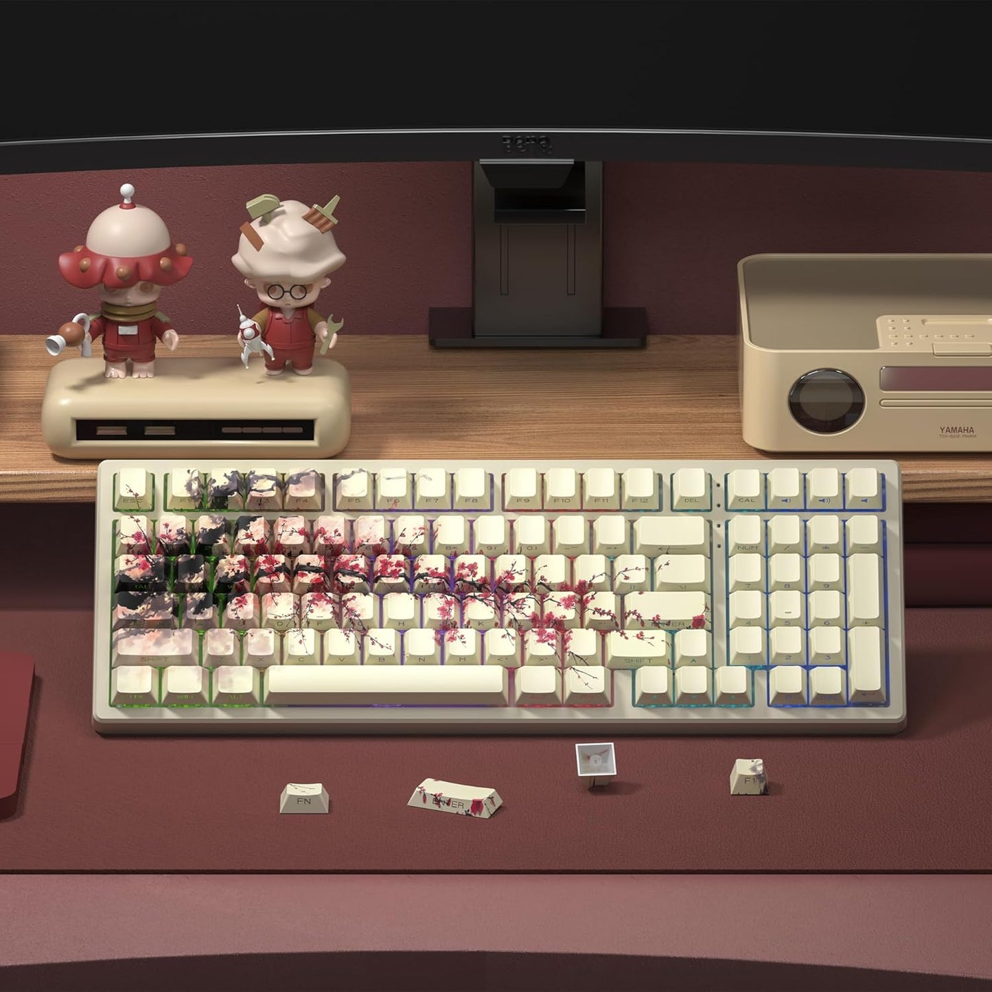 XVX Orchid Shine Through Keycaps, Double Shot PBT Keycaps, Side Printed Keyboard Caps with Dye Sublimation Full Keycap Sets Suitable for Gateron Cherry MX Switches Mechanical Keyboard