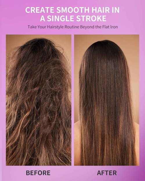 Hair Straightening Brush Hot Oil 9 Temp Ionic Hair Straightener Comb with LED Display, Fast Heating PTC Tech & Heat Shield, Auto Shut-Off Kaasage 2-in-1