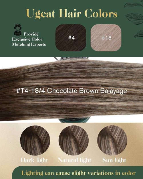 Ugeat Real Hair Extensions Clip in Human Hair 20 Inch Invisible Clip in Hair Extensions Human Hair Ash Brown Balayage Hair Clip Extensions for Women 7Pcs 120G 4/18/4