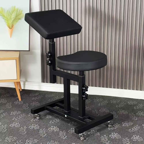 Poarmeey Adjustable Tattoo Arm Rest Chair, Mobile Portable Stool with Wheels, Black Tattoo Chair with Armrest for Artists