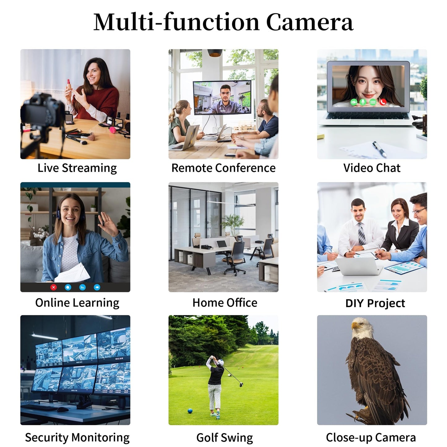 5MP USB Camera 2.8-12mm Varifocal Lens 4X Manual Zoom Lightburn Webcam OV5640 Sensor Close-up Camera 1944P Golf Swing Cameras Plug&Play for Mac Windows Linux Raspberry Pi
