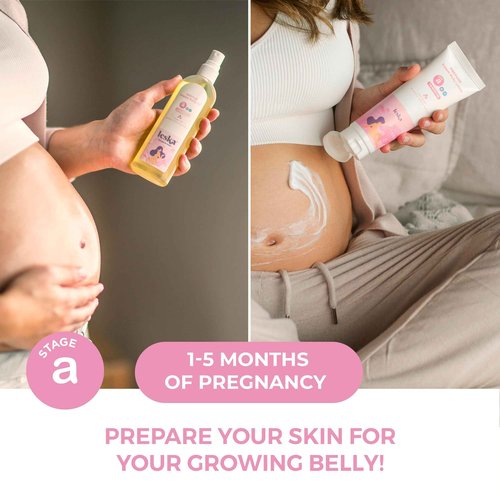 Leska Maternity Set | Belly Lotion, Belly Oil, Stretch Mark Defense Cream & Butter, Toning Gel | Maternity Stages Skincare for Pregnancy & Postpartum |New Mom Gifts (Set of 5, 4-4.93oz each)
