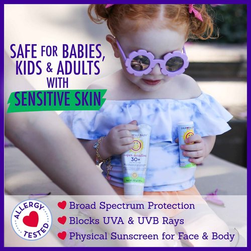 California Baby Super Sensitive SPF 30+ Sunscreen | Unscented | Mineral Based | Baby Sunscreen for Face + Body | Titanium Dioxide | 170 grams / 6oz
