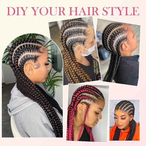 lumeng DIY Cornrow Box Short Braided Wigs for Black Women On-Trend Knotless Hand Tied HD Full Lace Boho Braid Wig with Baby Hair Premium Synthetic African American 9’’ Seamless Blending Unique Look