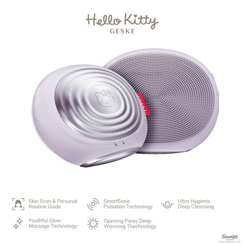 GESKE x Hello Kitty SmartAppGuided Sonic Thermo Facial Brush | 5 in 1 | Skin Cleansing | Cleansing Brush with Thermal Function | Electric Facial Massager