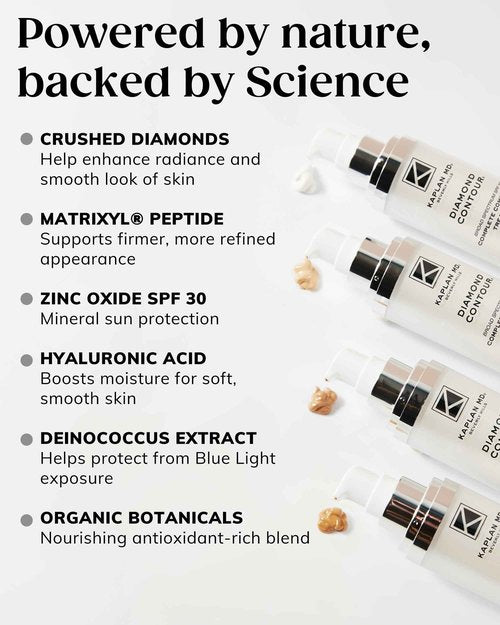 Kaplan MD Diamond Contour Broad Spectrum SPF 30 - Complete Complexion Treatment, Hydrating Sheer Coverage, UVA/UVB & Blue Light Protection, Fragrance-Free, Non Tinted Sunscreen for Face