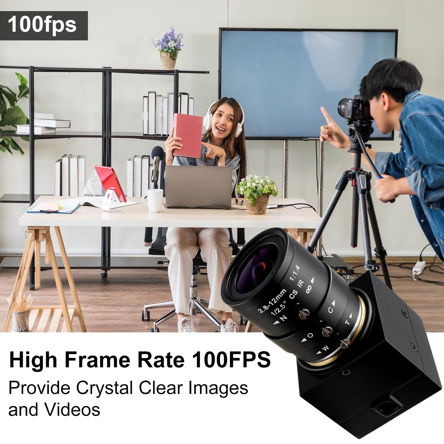 ALPCAM 100fps USB Webcam 2MP 1080P, 2.8-12mm Varifocal Lens, Plug and Play, OpenCV-Compatible for Video Conference, Linux/Windows/Android