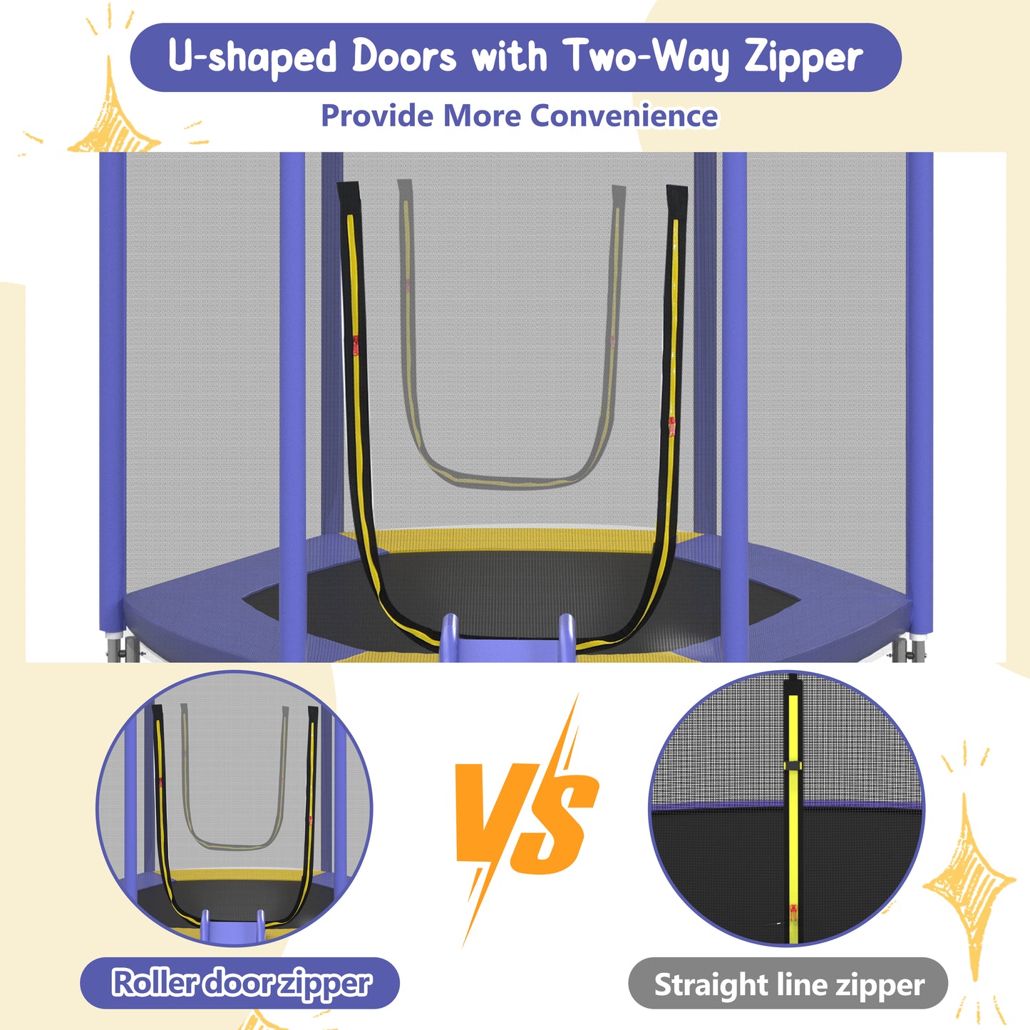 7FT Trampoline For Kids With Safety Enclosure Net, Slide And Ladder,