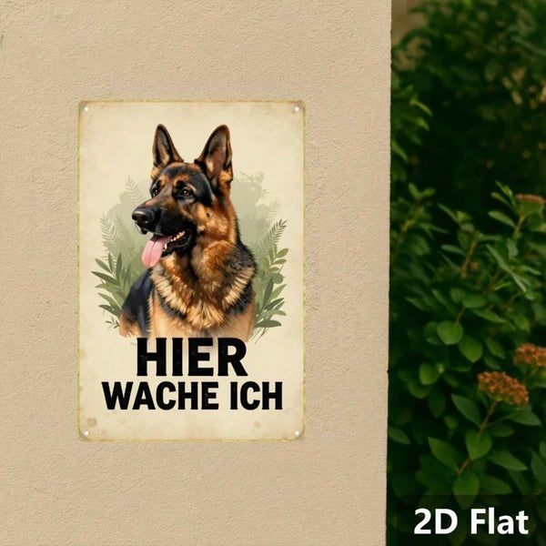 Vintage German Shepherd Metal Sign - Retro Dog Wall Art