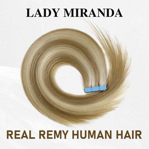 LADY MIRANDA 16 Inch Tape in Human Hair Extensions - 40g/20pcs Blonde Soft Invisible Real Hair (9A/60)