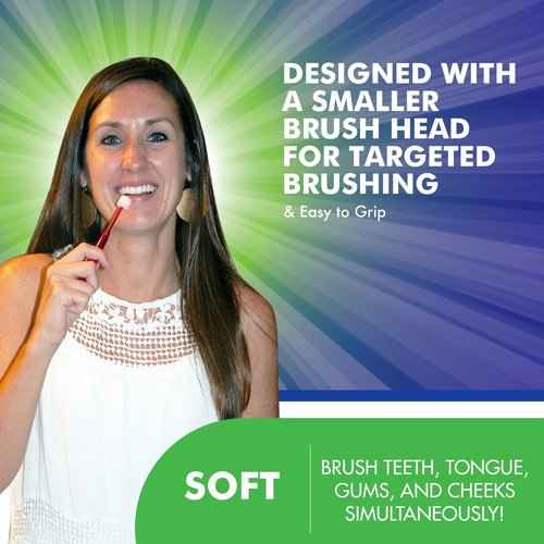 Brilliant Oral Care Adult Toothbrush with Soft Bristles, Round Head, and All-Around Clean for Teeth and Gums, Clear, 6 Pack