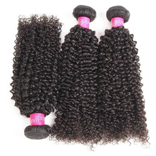 ISEE Hair Virgin Malaysian Deep Curly Jerry Curly Human Hair 3 Bundles,100% Unprocessed Human Hair Extensions Natural Black Can Be Dyed 10 12 14inches