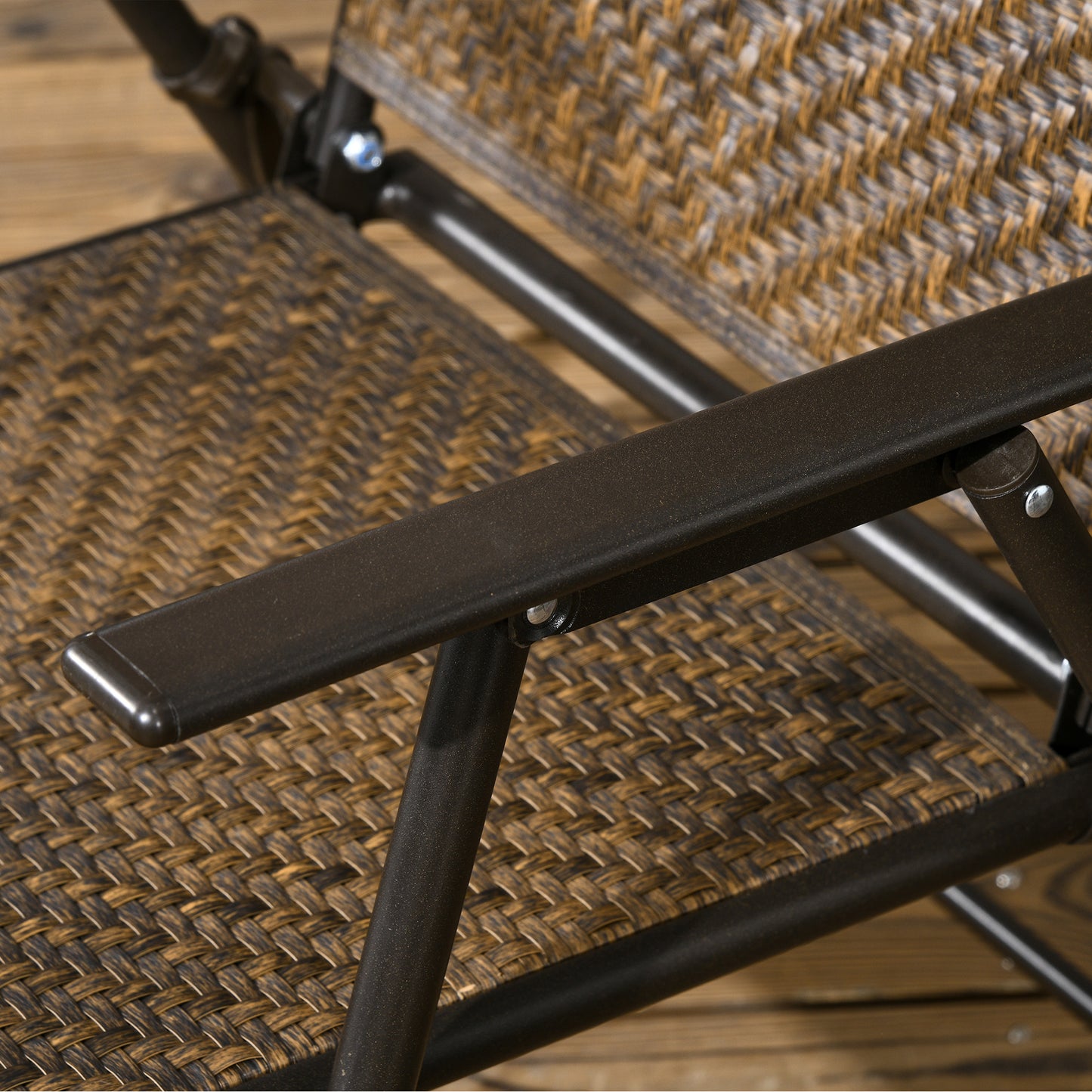 5-Piece Outdoor Dining Table Set with Umbrella Hole - Dark Brown