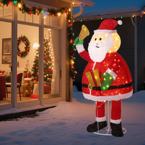 6FT Lighted Santa Claus Decoration with 200 Warm White LEDs