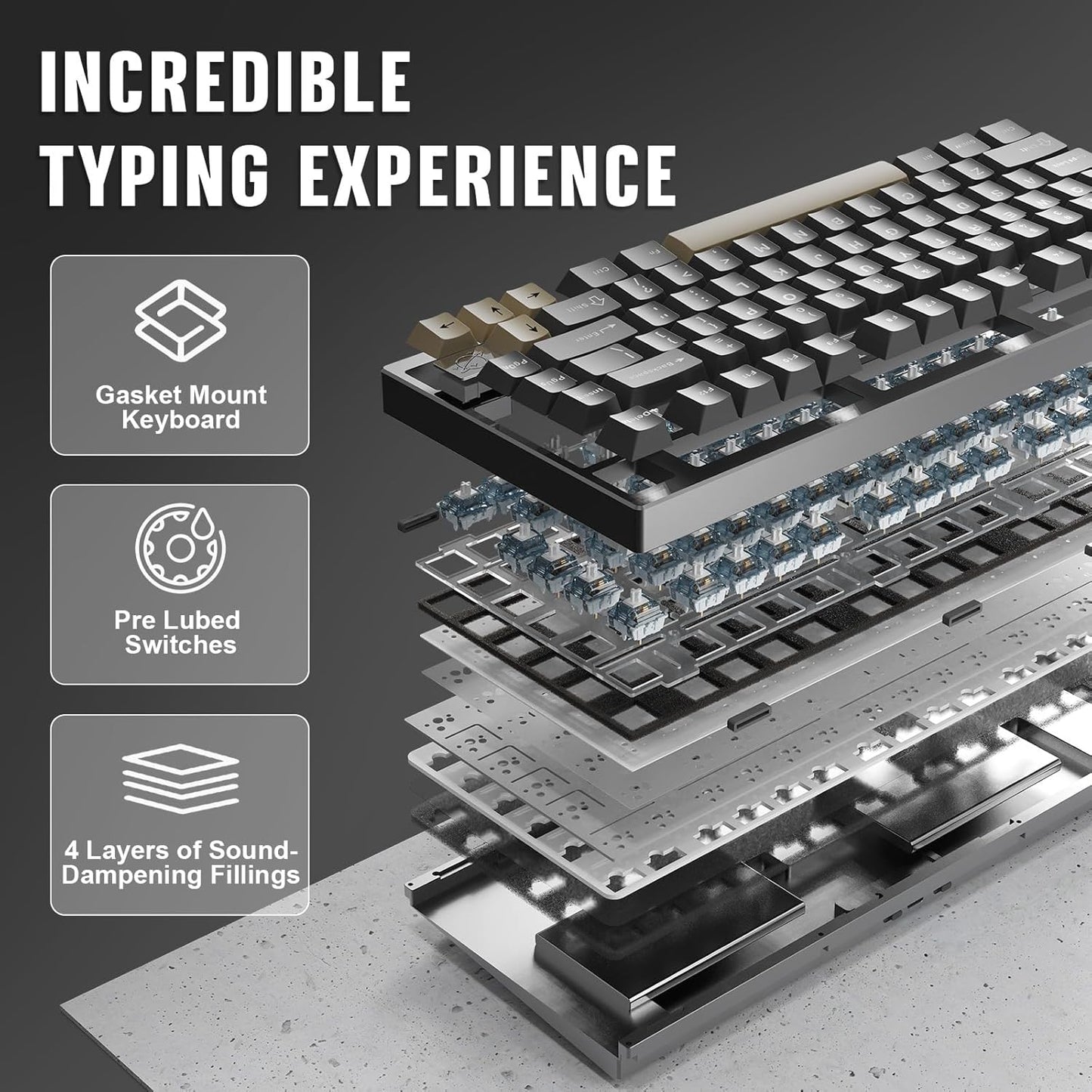 YUNZII AL75 PRO 75% Wireless Mechanical Gaming Keyboard,Full Aluminum CNC,BT/2.4G/Wired,PBT Keycaps,Gasket Mounted Hot Swap,Custom RGB Backlight, Programmable for Mac/Win (Black, Cocoa Cream V2)