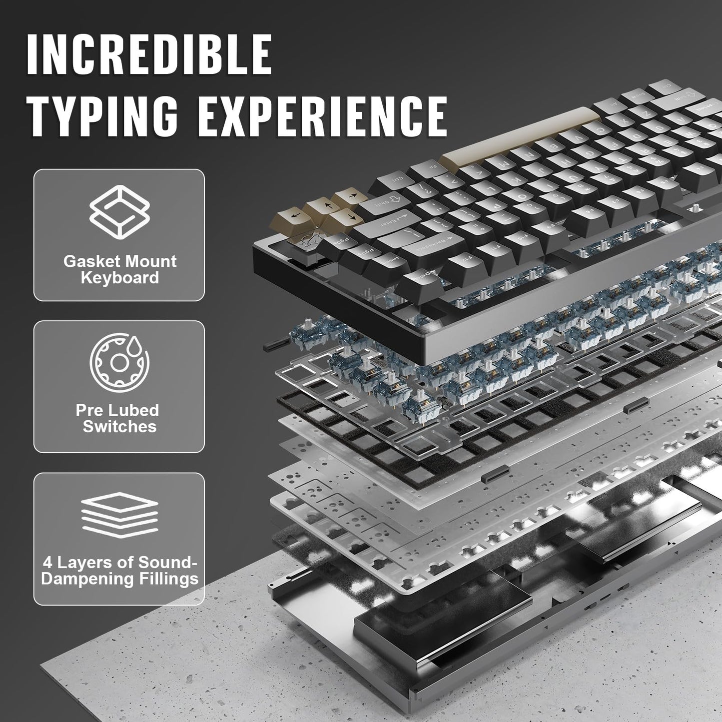 YUNZII AL75 PRO 75% Wireless Mechanical Gaming Keyboard,Full Aluminum CNC,BT/2.4G/Wired,PBT Keycaps,Gasket Mounted Hot Swap,Custom RGB Backlight, Programmable for Mac/Win (Black, Gateron Zero)