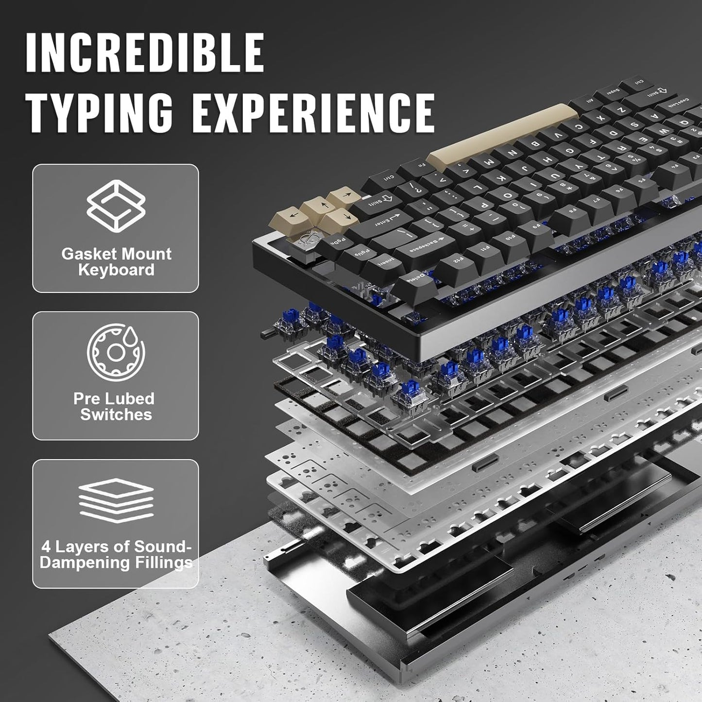YUNZII AL75 PRO 75% Wireless Mechanical Gaming Keyboard,Full Aluminum CNC,BT/2.4G/Wired,PBT Keycaps,Gasket Mounted Hot Swap,Custom RGB Backlight, Programmable for Mac/Win (Black, Cocoa Cream V2)