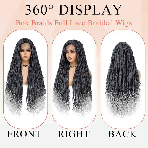 ROSEBONY 36" Full Lace Goddess Faux Locs Wig for Black Women Premium Hand-Braided Japanese Synthetic Fiber Wigs with Baby Hair Glueless Design Goddess Inspired Style Wigs with Curly Ends