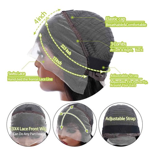 Water Wave 13x4 Hd Lace Front Wigs Human Hair Pre Plucked 200% Density Deep Curly Short Bob Wig Human Hair Deep Wave Lace Frontal Wigs for Black Women Glueless Wig 16INCH Natural Black