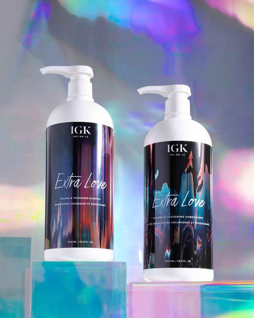 IGK EXTRA LOVE Volume & Thickening Shampoo Liter| Lightweight + Supports Scalp + Balance Oil | Vegan + Cruelty Free | 33.8 Oz
