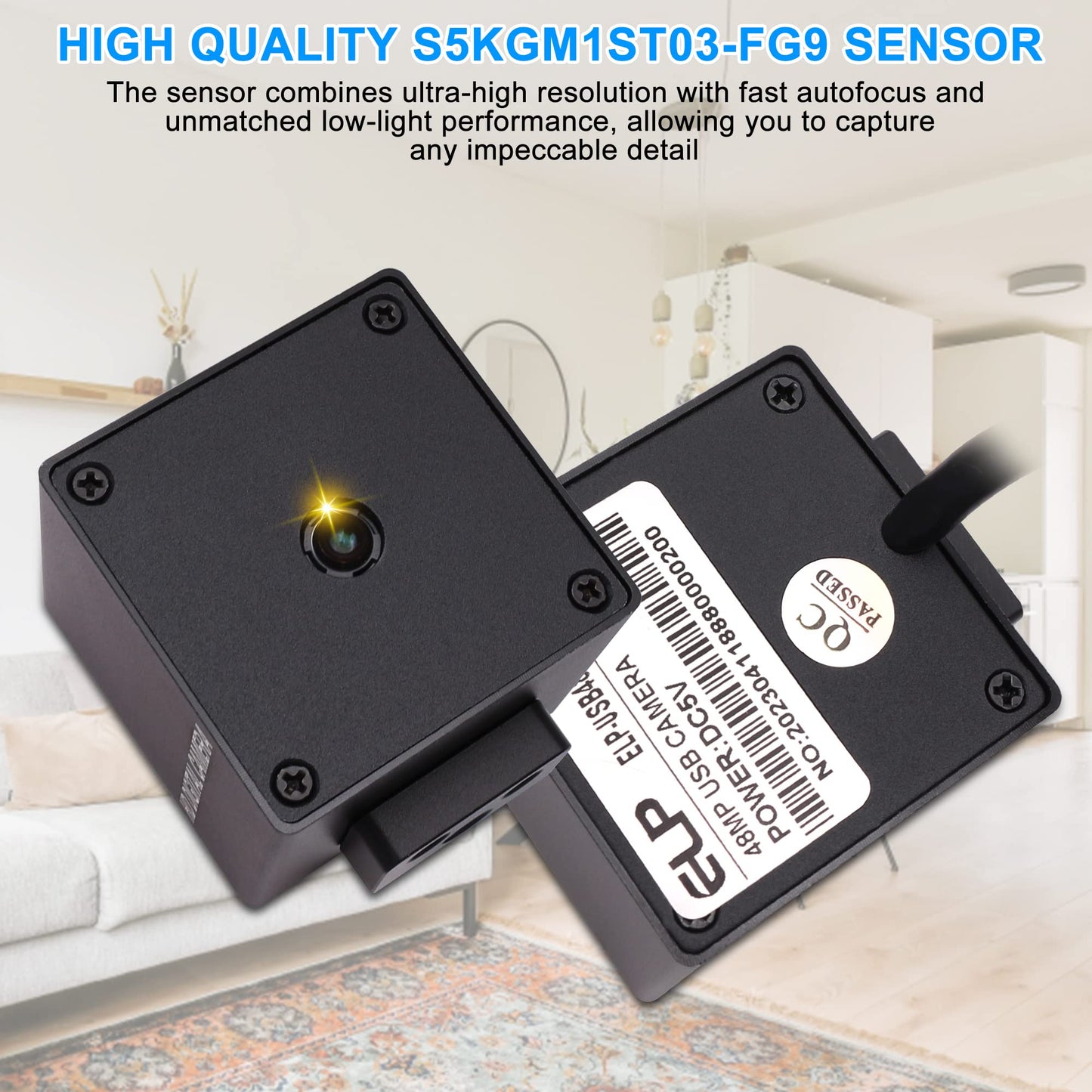48MP USB Camera Autofocus Ultra HD 70 Degree Lens with Mini Metal Case, High Speed 4K 30fps Webcam Plug and Play Industrial Surveillance Security Camera for PC/Mac OS/Windows/Raspberry Pi/Scanner