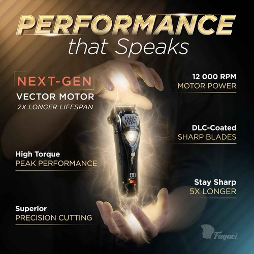 Fagaci Professional Hair Clippers for Men with DLC Blades and High Torque, Vector Motor 12000 RPM Professional Barber Clippers Cordless, Mens Hair Clipper Cordless Set
