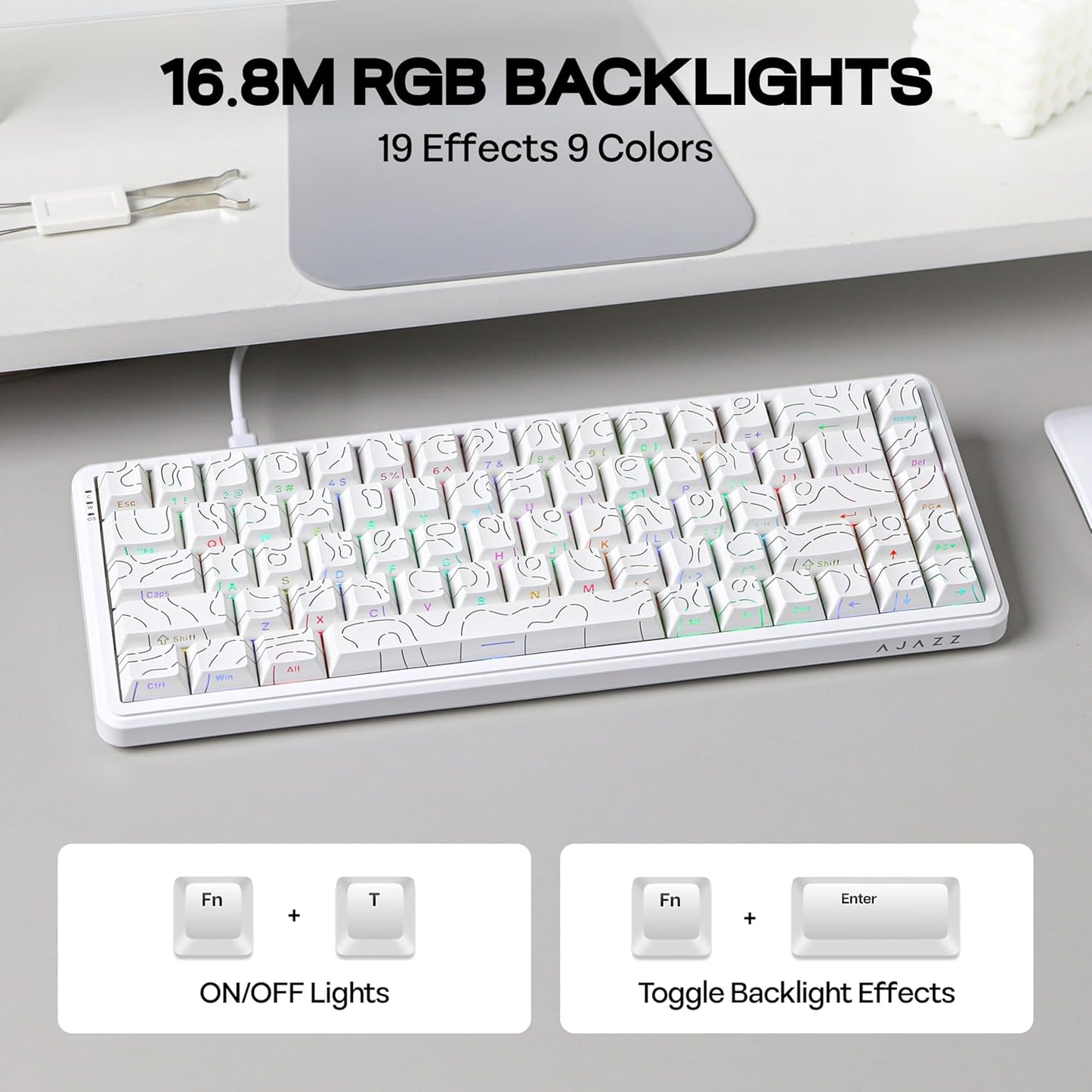 AK680 MAX Wired Gaming Keyboard with Hall Effect Switch, Rapid Trigger Magnetic Keyboard with 8K Polling Rate, Top Structure, RGB Backlight (White)
