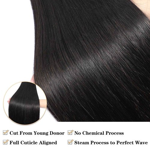 12A Brazilian Straight Bundles Human Hair 16" 18" 20" 300g 100% Unprocessed Virgin Straight Human Hair Bundles Double Weft Quick Weave Hair 3 Bundles Deals Natural Color