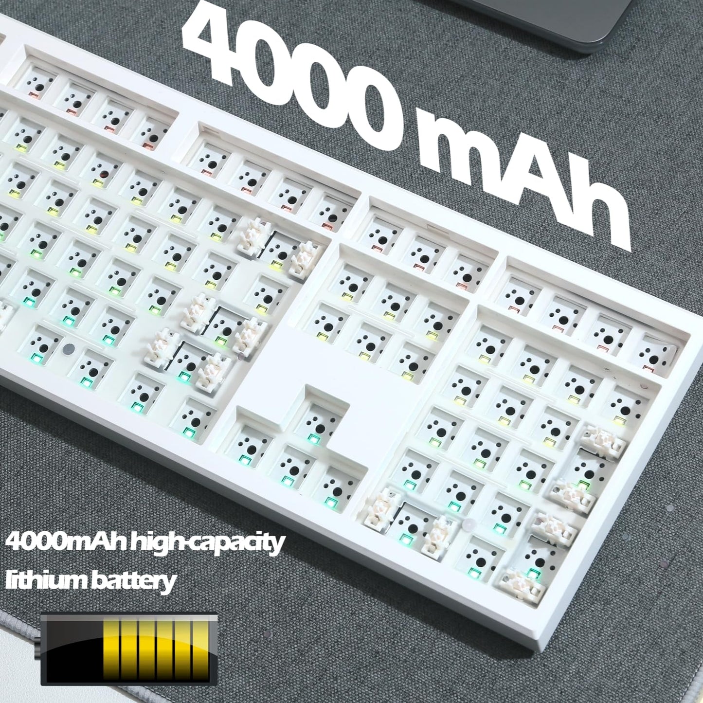ZMX GMK108 Mechanical Keyboard Kit,108 Keys Full Size VIA Programmable Hot Swap Gasket Mounted PCB Custom RGB Gaming Barebones Keyboard Wireless BT5.0/2.4GHz/USB-C Wired DIY Kit (White)