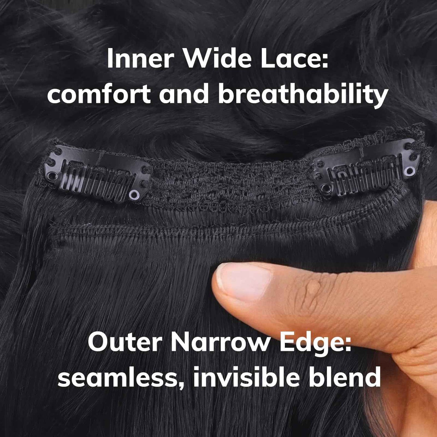 IDN BEAUTY Clip in Hair Extensions Real Human Hair Body Wave 120g Natural Black Double-layer Lace Clip In for Black Women Soft Breathable Lace Invisible Seamlessly Blending 7pcs 20 Inch