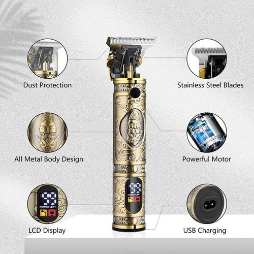 Soonsell Professional Hair Clippers for Men Cordless, Mens Clippers and Grooming Set,Electric Shavers, Clippers and T-Blade Trimmers Set,Hair Cutting Kit LCD Display(Bronze