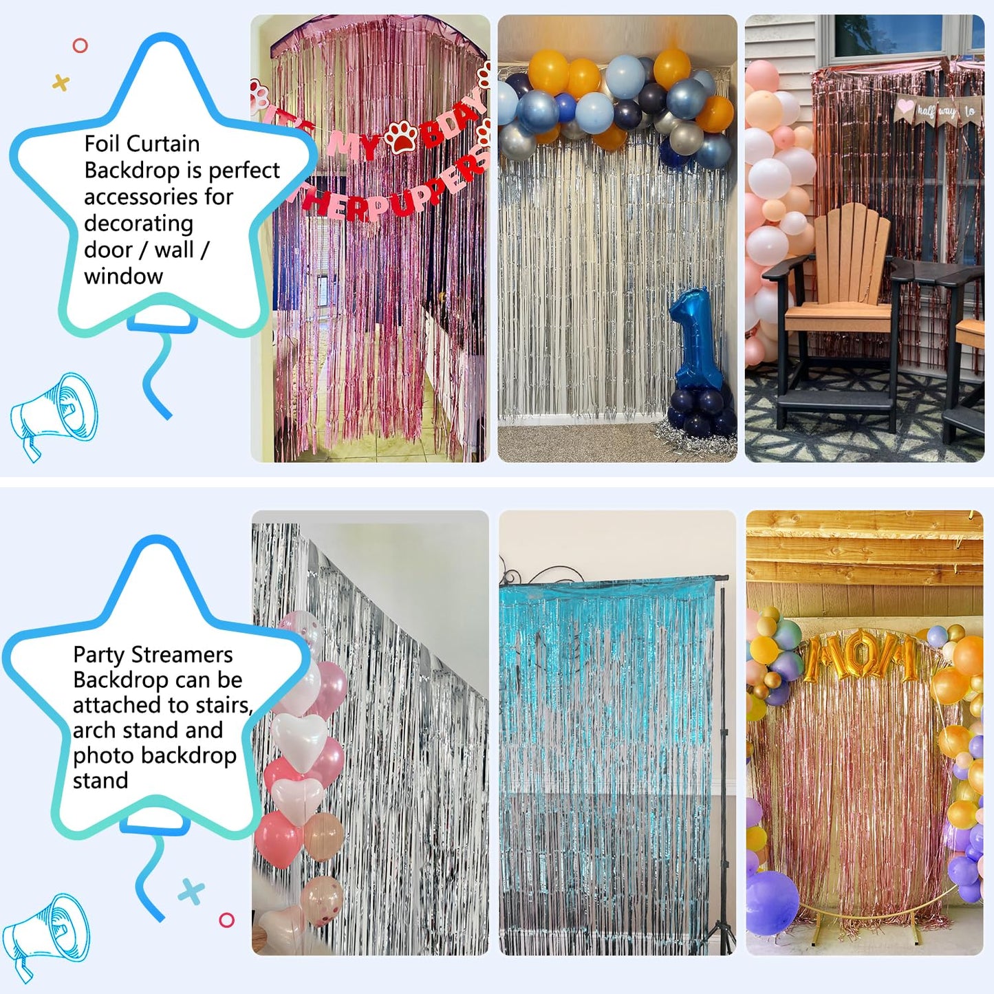 2 Pack Red Streamers Party Backdrop Foil Fringe Curtains Photo Booth Props for Birthday Christmas Wedding Carnival Casino Theme Birthday New Year Holiday Celebration Bachelorette Party Decorations