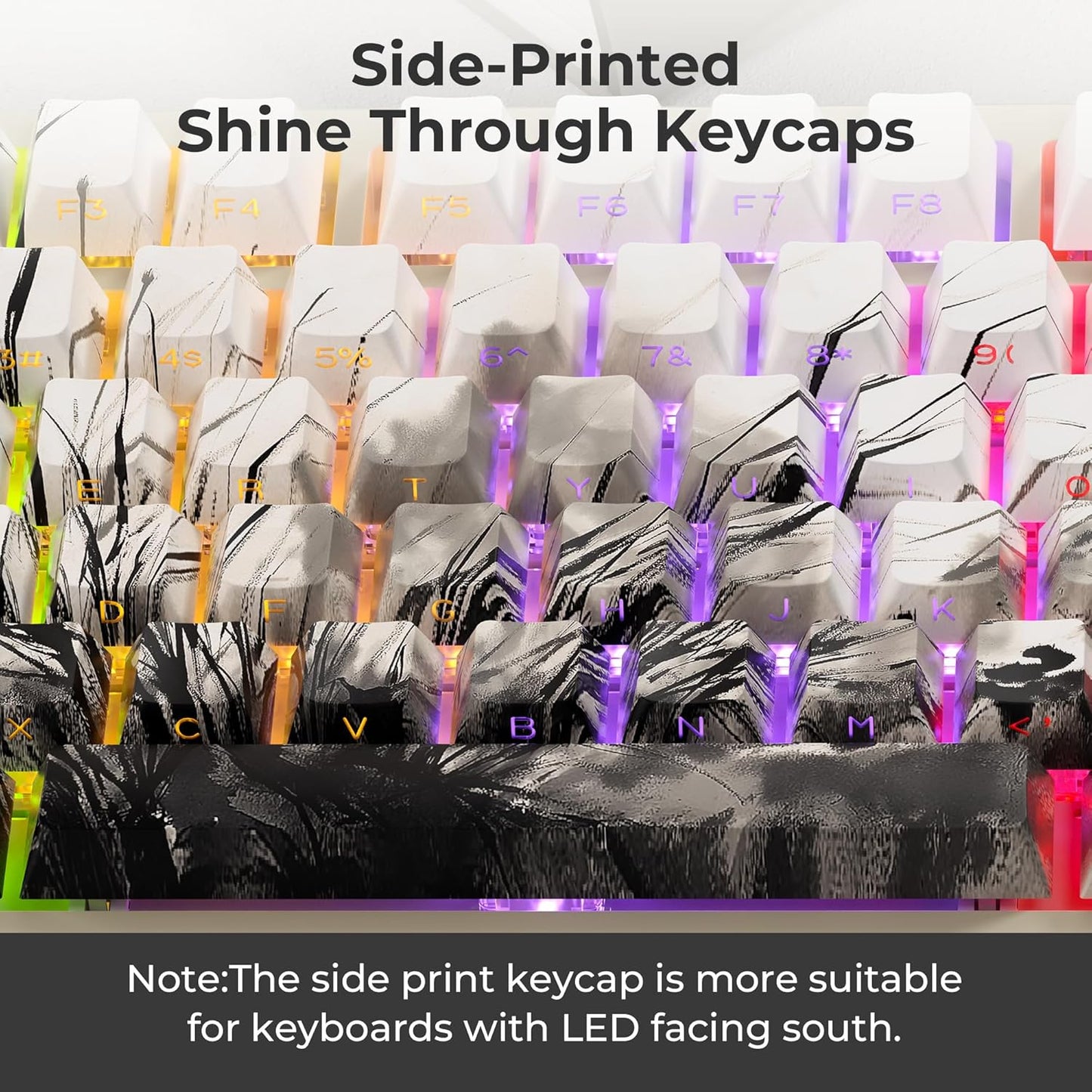 XVX Bamboo Grove Shine Through Keycaps, Double Shot PBT Keycaps, Side Printed Keyboard Caps with Dye Sublimation Full Keycap Sets Suitable for Gateron Cherry MX Switches Mechanical Keyboard