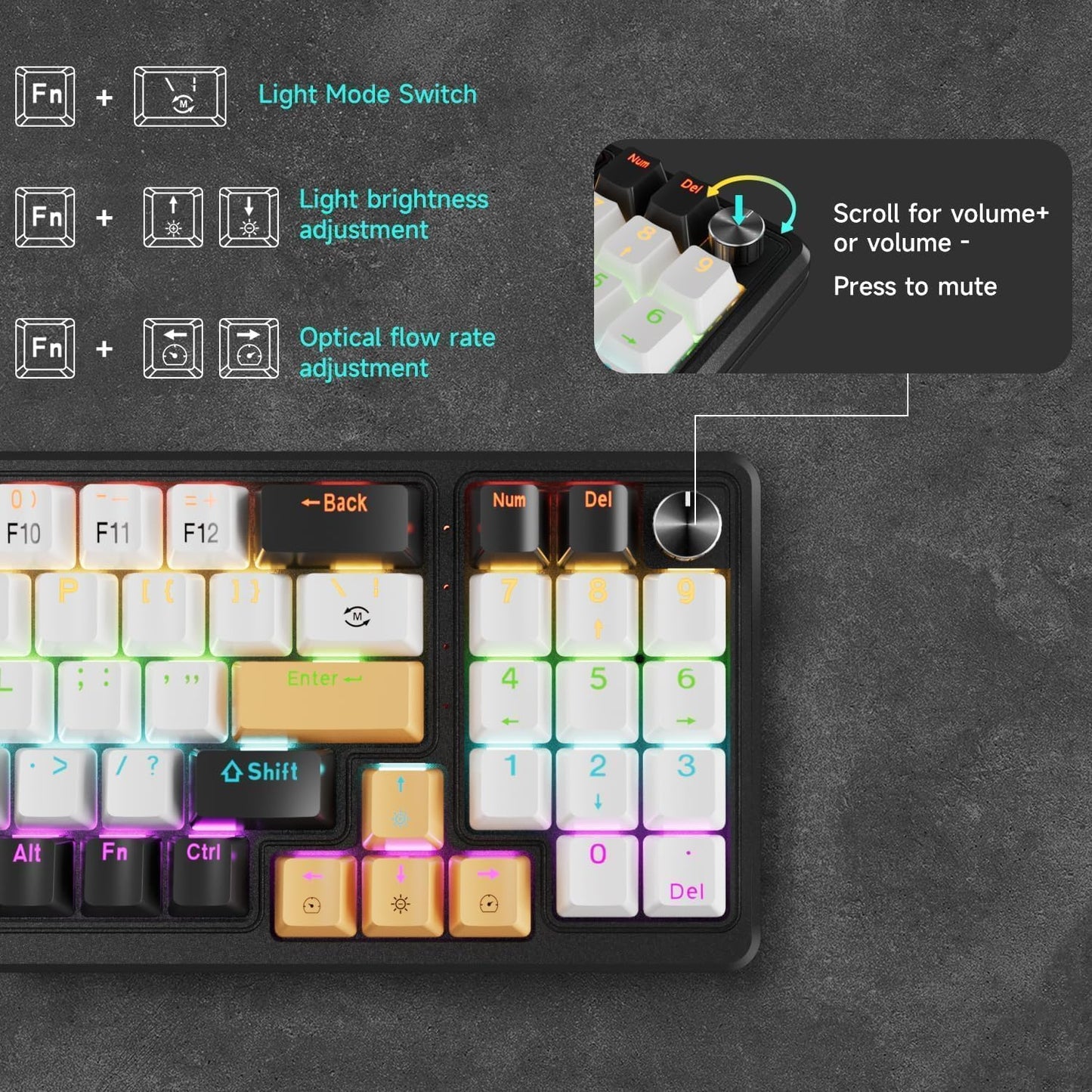 75% Mechanical Gaming Keyboard Wired, 77 Keys Anti-Ghosting, Hot Swappable Red Switch & Ergonomic Design, Rainbow LED Backlit Mechanical Keyboard for PC, Laptop, Gaming, Office