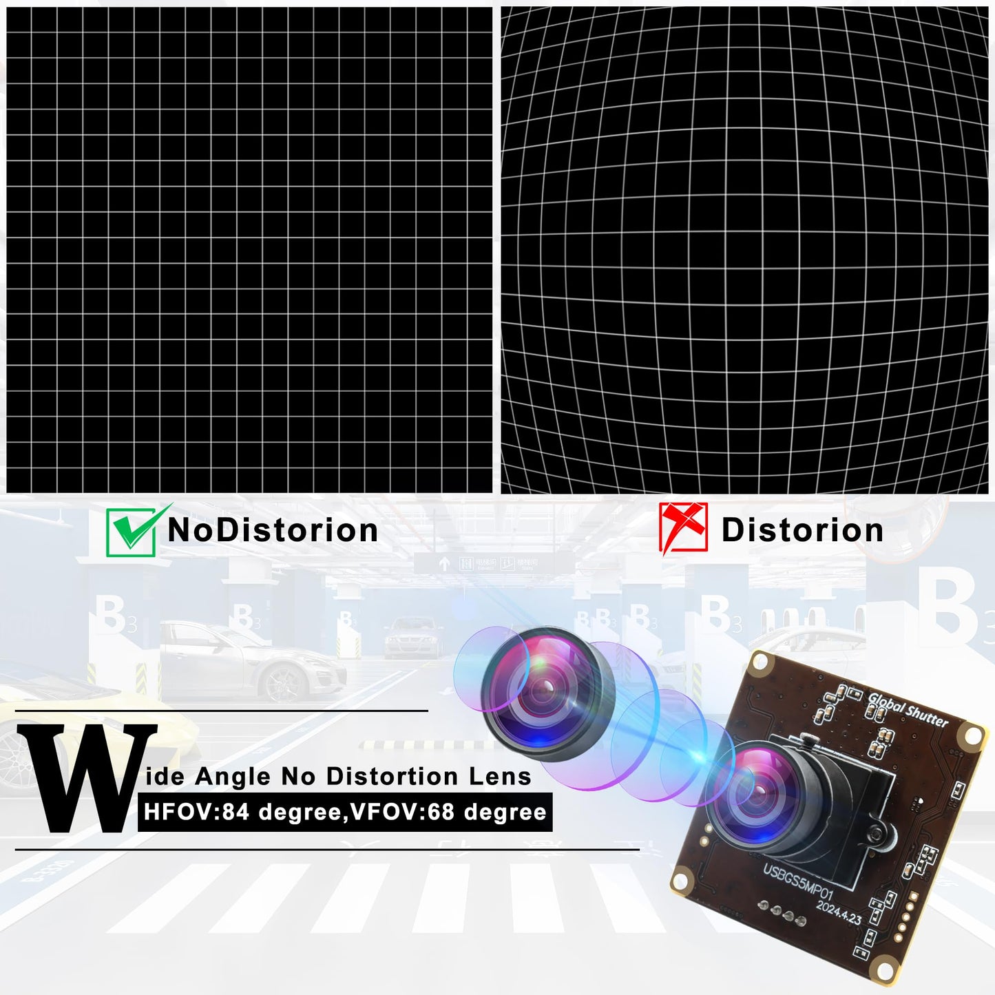 ALPCAM 5MP Global Shutter USB Camera Module High Speed 60fps 1080P PC Webcam with No Distortion Lens Lightburn Camera UVC for Computer Laptop Android and Raspberry Pi