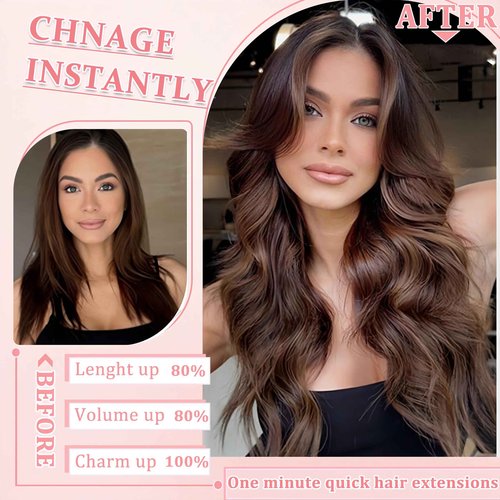 Clip in Hair Extensions Real Human Hair Clip in Extensions for Women Seamless Invisible Chocolate Brown Natural Remy 100% Human Clips ins Extension 8pcs Double Weft 24 inch 4.2oz/120g