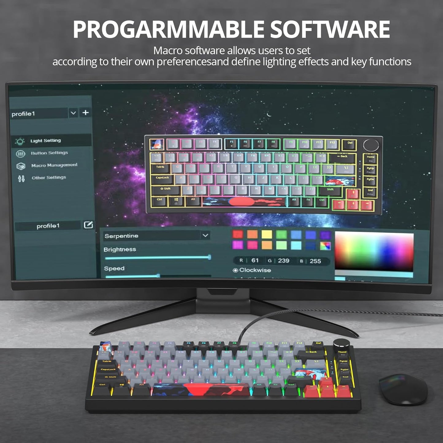 75% TKL Wired Mechanical Keyboard,RGB Backlit Gasket Mount 82 Key Hot Swappable Custom Linear Red Switch Gaming Keyboard with Volume Knob & PBT Keycaps (82 Shoko)