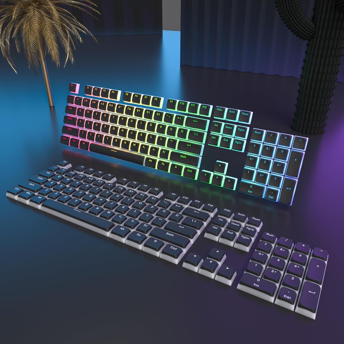 129 Keys PBT Keycaps Dye-Sublimation Keycap XDA Profile Custom Keycaps Anime Keycap Set for 60% 75% 100% MX Switches Mechanical Gaming Keyboard(Peach Cat)