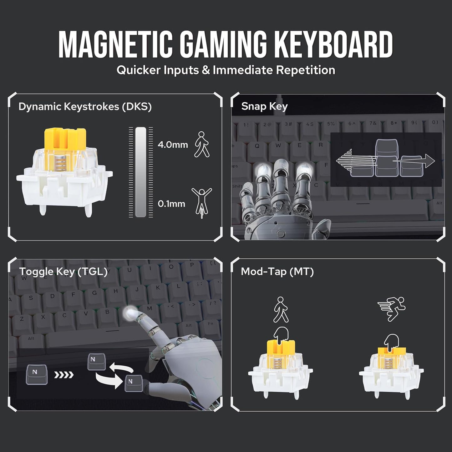 AK680 MAX Wired Gaming Keyboard with Hall Effect Switch, Rapid Trigger Magnetic Keyboard with 8K Polling Rate, Top Structure, RGB Backlight (White)