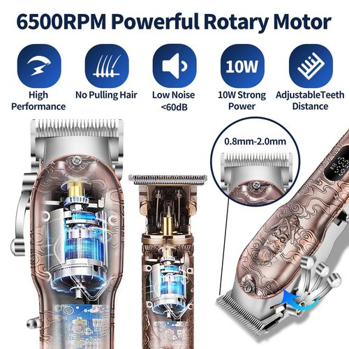 Roziapro Hair Clippers for Men T-Blade Trimmer Professional Barber Clippers - Cordless Hair Cutting Beard Trimmer Mens Electric Hair Trimmer Rechargeable Gold Knight Grooming Kit (Rose Gold)