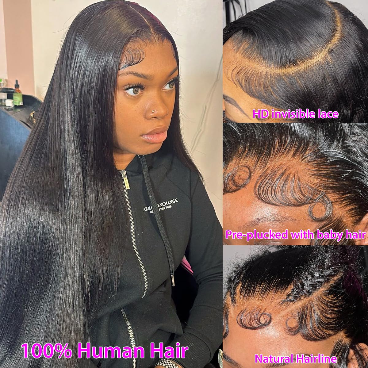 Profairsor 30 Inch Straight HD Lace Front Wigs Human Hair 180% Density Straight Wigs for Black Women Glueless Wigs 13x6 Straight Lace Front Wigs Pre Plucked HD Lace Frontal Wig
