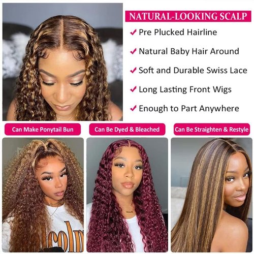 Hydtxc Chocolate Dark Brown P4/30 Deep Wave Lace Front Wigs Human Hair 200% Density Lace Frontal Closure 5X5 Lace Front Human Hair Wigs Pre Plucked For Black Women