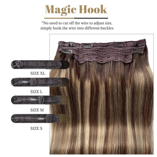 Human Hair Halos Extensions Blonde Highlighted 20 Inch 100g Halos Hair Extensions Real Human Hair Brown with Blonde Balayage Filp in Remy Hair Extensions