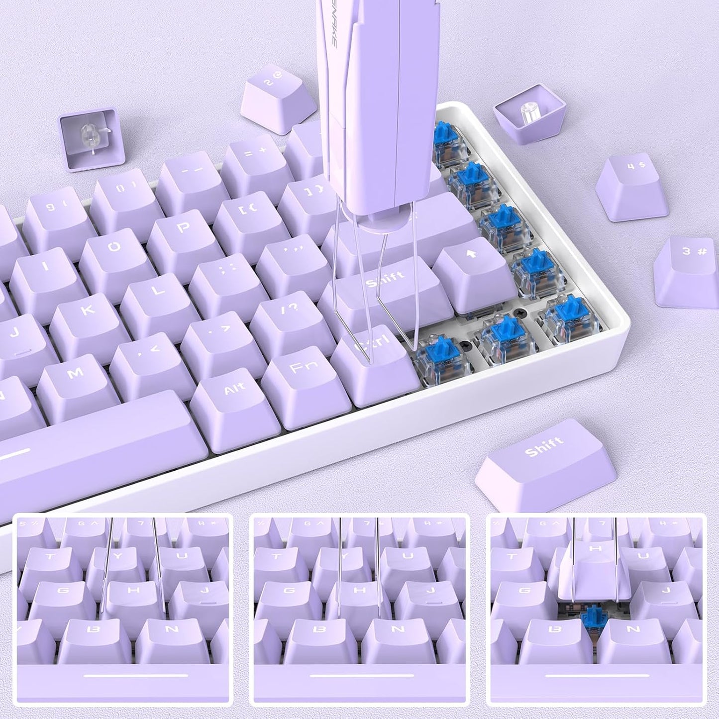 2-in-1 Keycap Switch Puller, 304 Stainless Steel Key Removal Tool for Hot Swappable Mechanical Keyboard and DIY Custom Gaming Keyboard - Blue