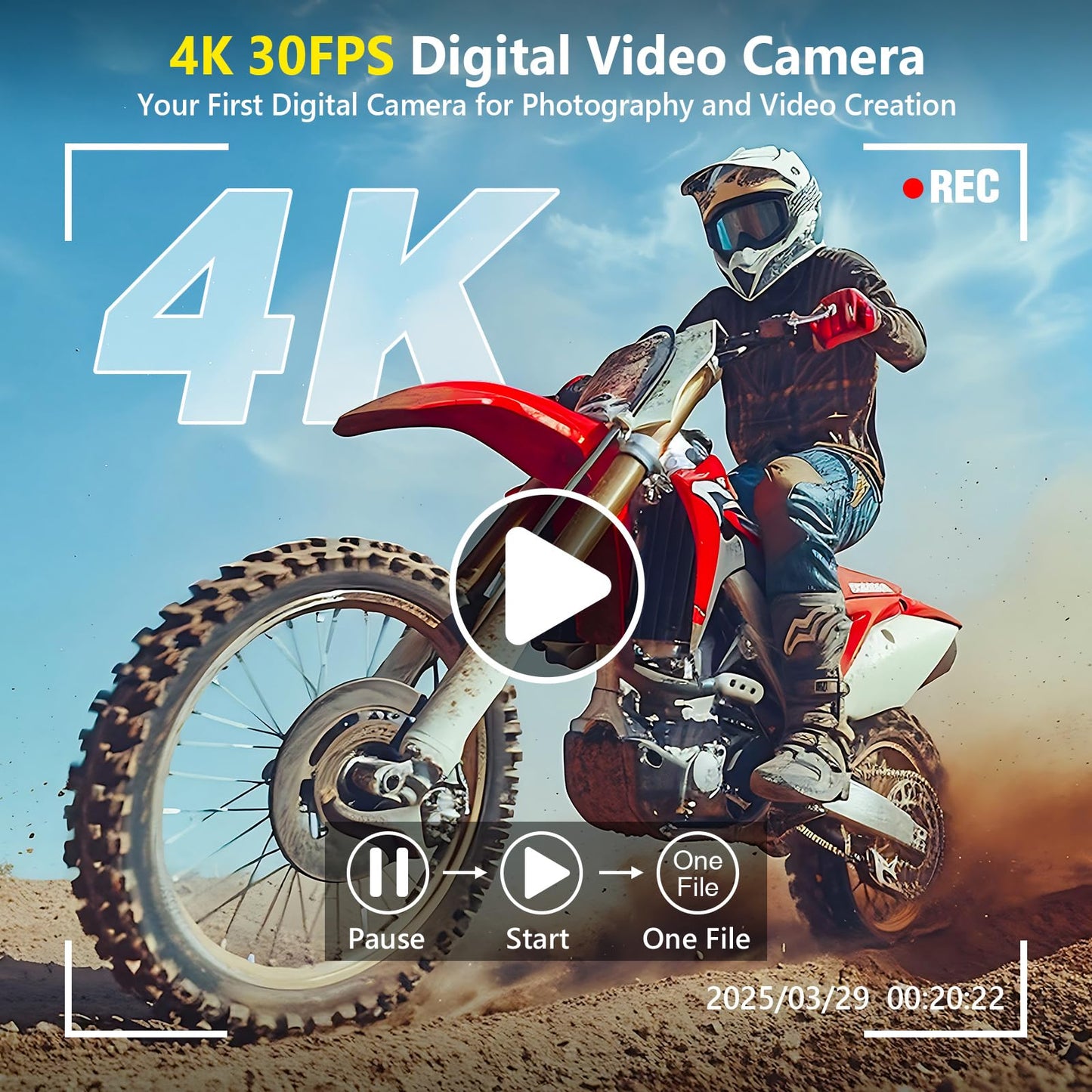 4K Digital Camera for Photography Autofocus, Upgraded 64MP WiFi Vlogging Camera for YouTube with 3" 180° Flip Screen, 16X Zoom, Compact Travel Cameras for Beginners with 32GB Card, 2 Batteries, Black