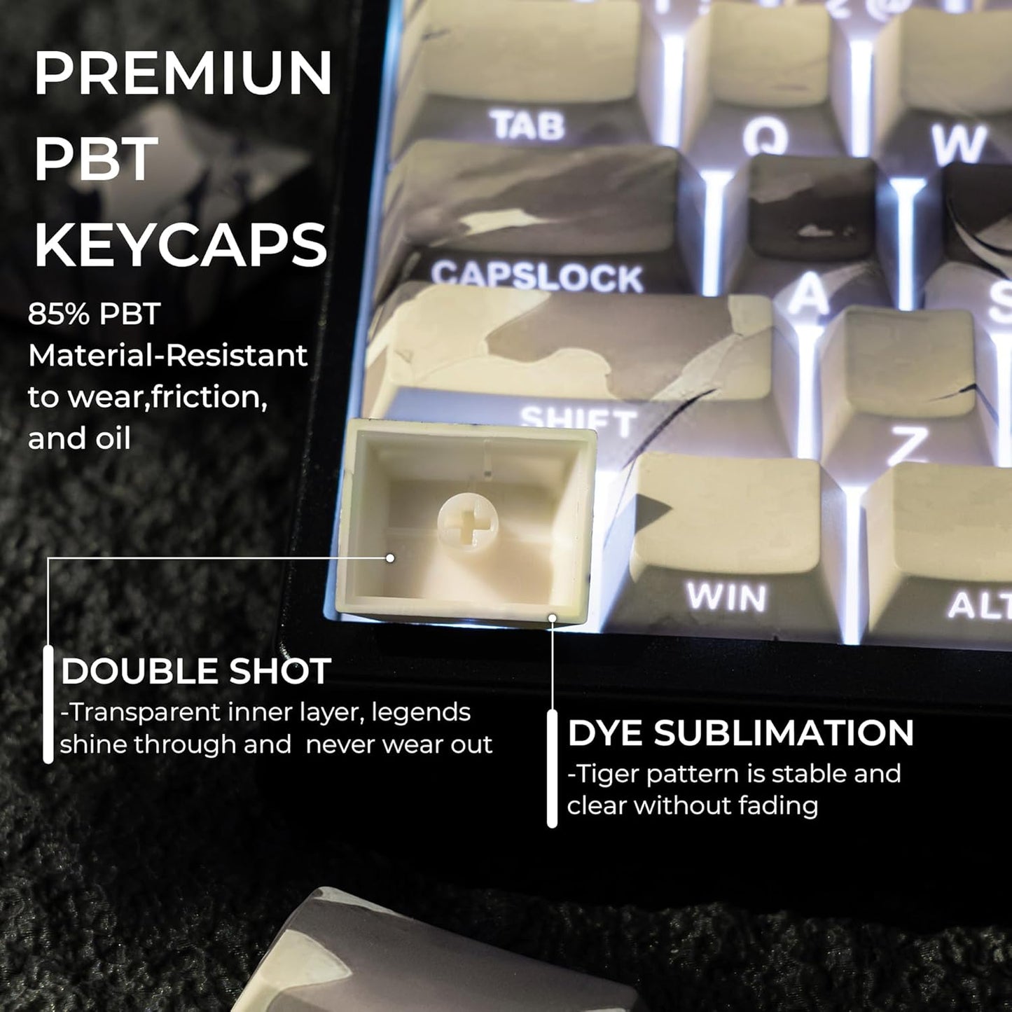 XVX Double Shot PBT Keycaps, Chrysanthemum Keycaps, Side Printed Shine Through Keycap Sets, Cherry Profile Keyboard Caps with Dye Sublimation Suitable for MX Switches Mechanical Keyboard