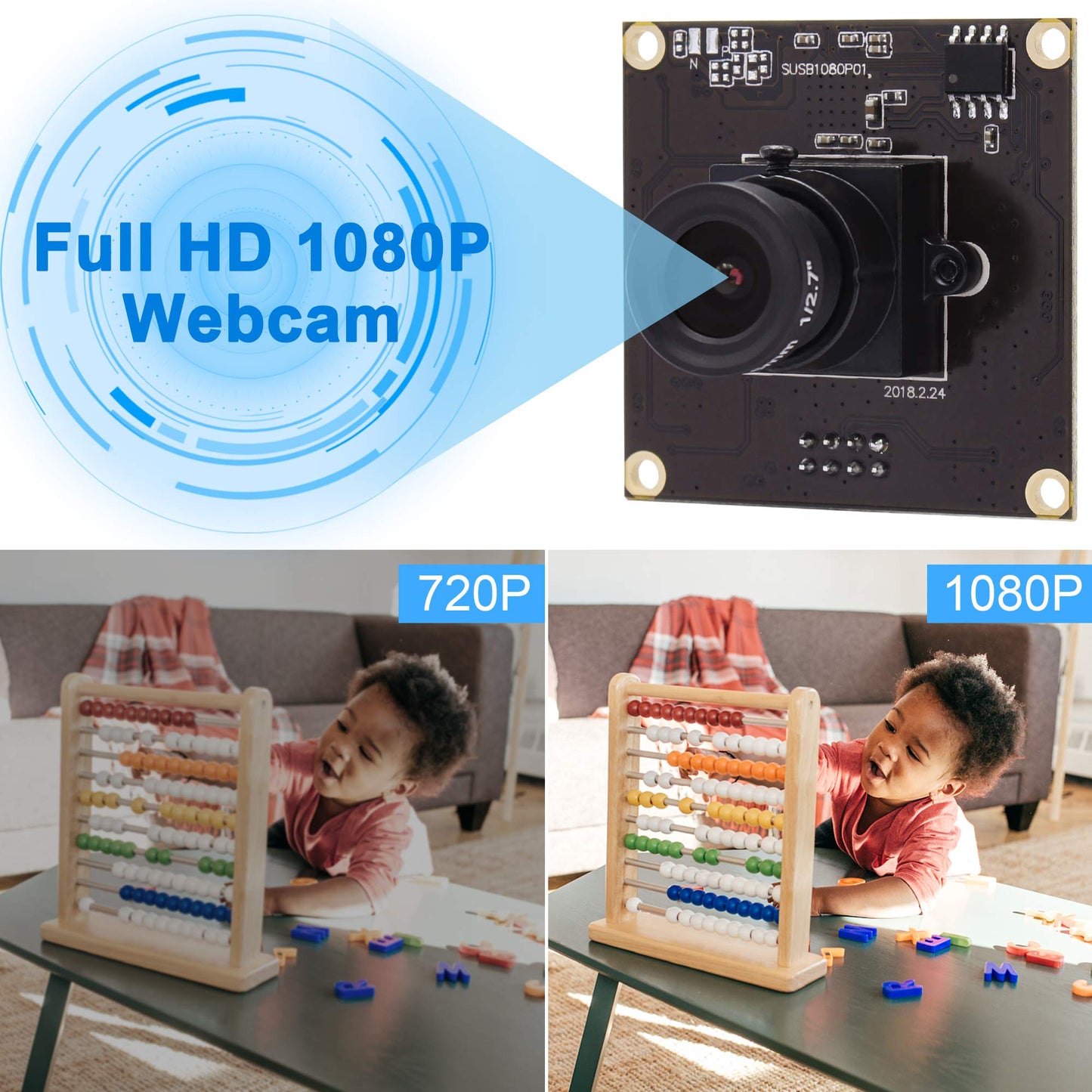 ALPCAM High Speed USB 3.0 USB Camera Module,High Definition 1280 * 1080@50fps USB Camera,2MP Webcam Full HD 1080P USB Camera with IMX291 Sensor,Plug&Play USB Webcam gor Windows,Linux,Raspberry Pi