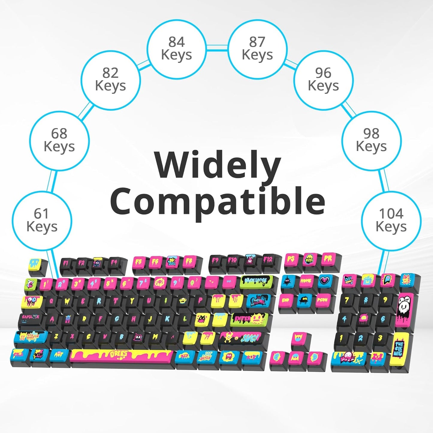 61 PBT Game keycap, 60% Backlight with Key Puller OEM Configuration American Layout, 87/104 Mechanical Keyboard (no Keyboard) (Ahris)