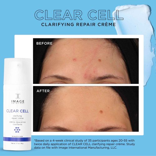 IMAGE Skincare, CLEAR CELL Clarifying Repair Crème, Facial Night Cream Gel Moisturizer for Oily Prone Skin, 1.7 oz