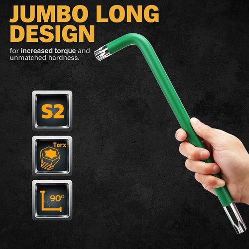 ELEAD Jumbo Torx Key Wrench Set | 13-Piece Durable S2 Star Keys | L-Shaped Long Arm Design | Sizes T10 to T80 | Automotive | Mechanic | Furniture | Professional Grade Tools